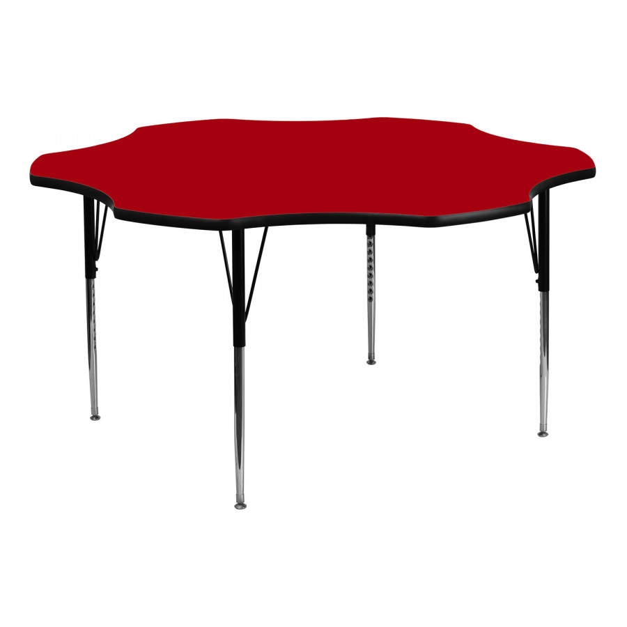 BLNK Wren Flower Thermal Laminate Activity Table - Red, with Standard Height Adjustable Legs
