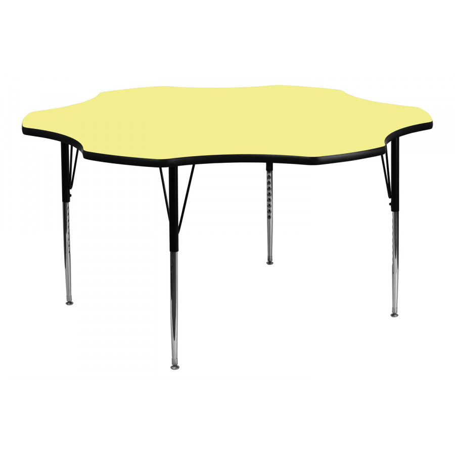 BLNK Wren Flower Thermal Laminate Activity Table - Yellow, with Standard Height Adjustable Legs