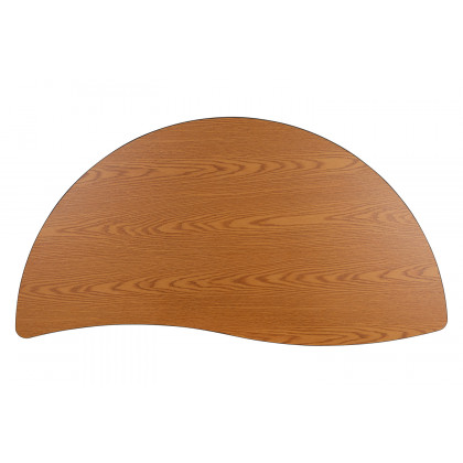 BLNK Wren Half Circle Thermal Laminate Wave Flexible Collaborative Activity Table - Oak, 60"D, with Short Height Adjustable Legs