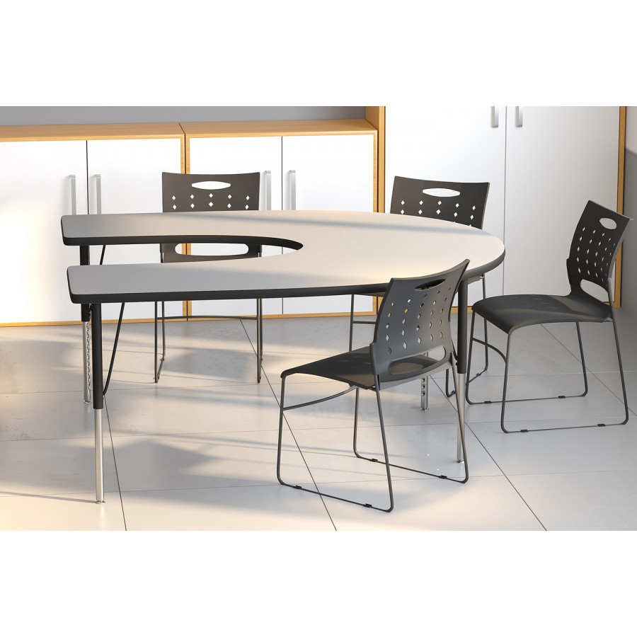 BLNK Wren Horseshoe Thermal Laminate Activity Table - Gray, with Standard Height Adjustable Legs