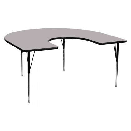 BLNK Wren Horseshoe Thermal Laminate Activity Table - Gray, with Standard Height Adjustable Legs