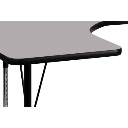 BLNK Wren Horseshoe Thermal Laminate Activity Table - Gray, with Standard Height Adjustable Legs