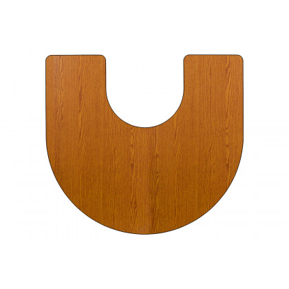 BLNK Wren Mobile Horseshoe Thermal Laminate Activity Table - Oak, with Short Height Adjustable Legs