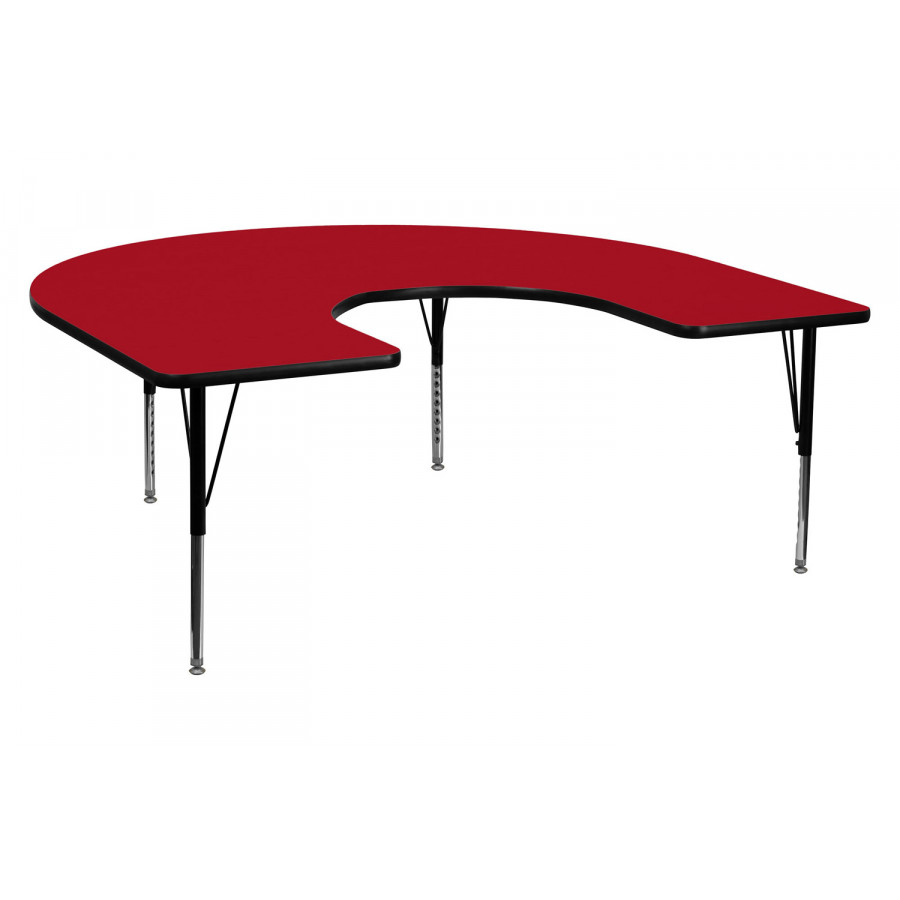 BLNK Wren Horseshoe Thermal Laminate Activity Table - Red, with Short Height Adjustable Legs
