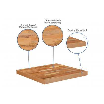 BLNK Mayfair Square Butcher Block Style Table Top - 24"W