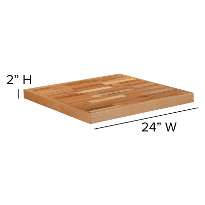 BLNK Mayfair Square Butcher Block Style Table Top - 24"W