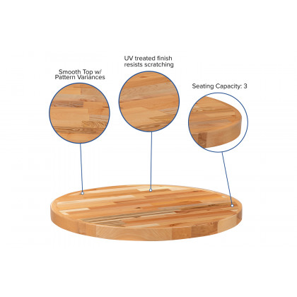 BLNK Mayfair Round Butcher Block Style Table Top - 30"D
