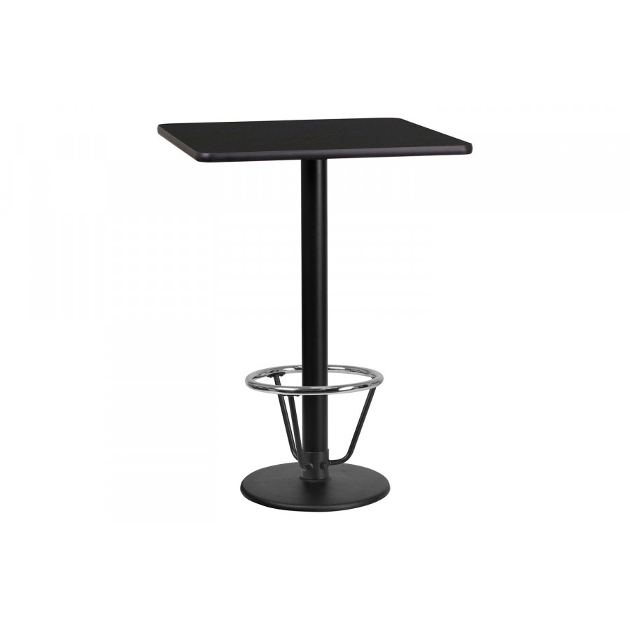 BLNK Square Bar Height Table with 18'' Round Base - Black, 24"W, with Foot Ring
