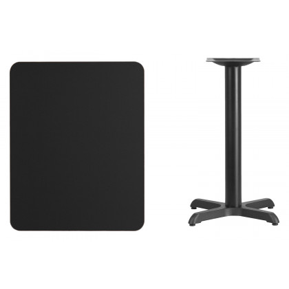 BLNK Rectangular Table with 22'' x 22'' Base - Black, 24"W x 30"L