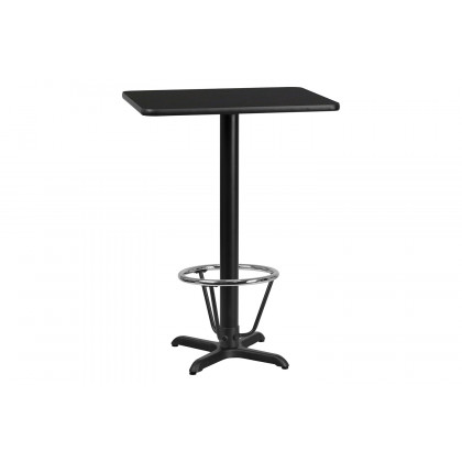 BLNK Rectangular Bar Height Table with 22'' x 22'' Base - Black, 24"W x 30"L, with Foot Ring