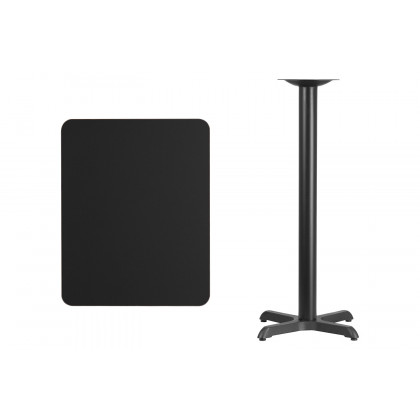 BLNK Rectangular Bar Height Table with 22'' x 22'' Base - Black, 24"W x 30"L