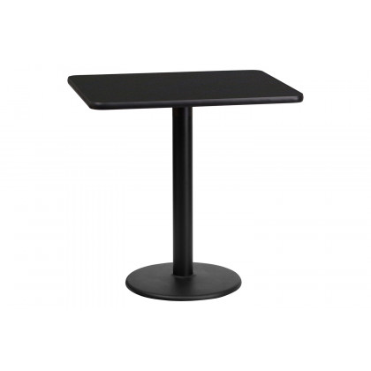 BLNK Rectangular Table with 18'' Round Base - Black, 24"W x 30"L
