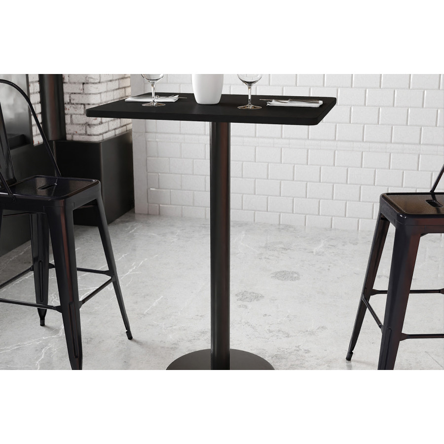 BLNK Rectangular Bar Height Table with 18'' Round Base - Black, 24"W x 30"L