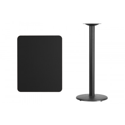 BLNK Rectangular Bar Height Table with 18'' Round Base - Black, 24"W x 30"L