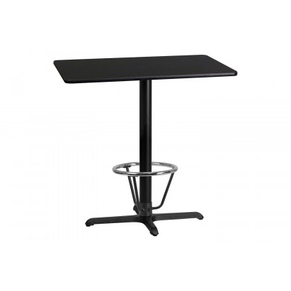 BLNK Rectangular Bar Height Table with 23.5'' x 29.5'' Base - Black, 24"W x 42"L, with Foot Ring