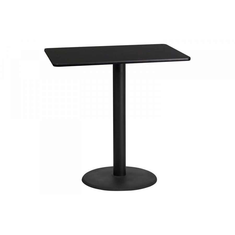 BLNK Rectangular Bar Height Table with 24'' Round Base - Black, 24"W x 42"L