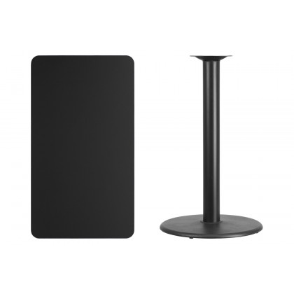 BLNK Rectangular Bar Height Table with 24'' Round Base - Black, 24"W x 42"L