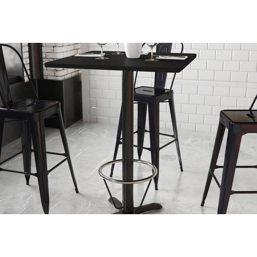 BLNK Square Bar Height Table with 22'' x 22'' Base - Black, 30"W, with Foot Ring