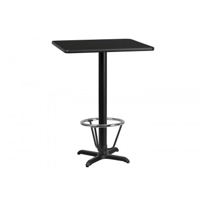 BLNK Square Bar Height Table with 22'' x 22'' Base - Black, 30"W, with Foot Ring