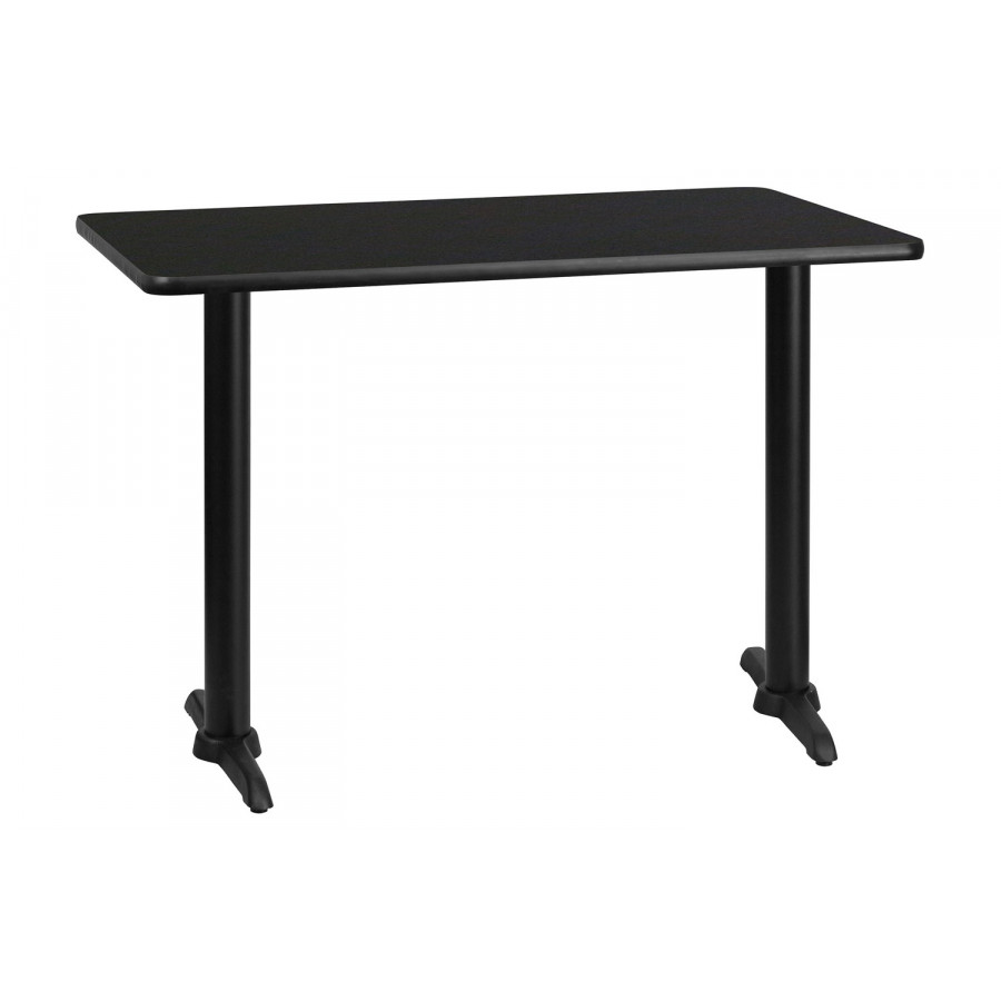 BLNK Rectangular Table with 5'' x 22'' Bases - Black, 30"W x 42"L