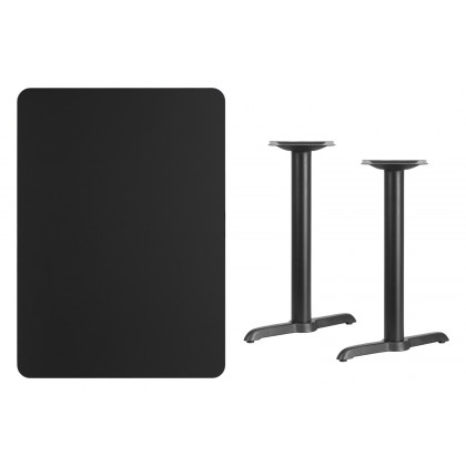 BLNK Rectangular Table with 5'' x 22'' Bases - Black, 30"W x 42"L