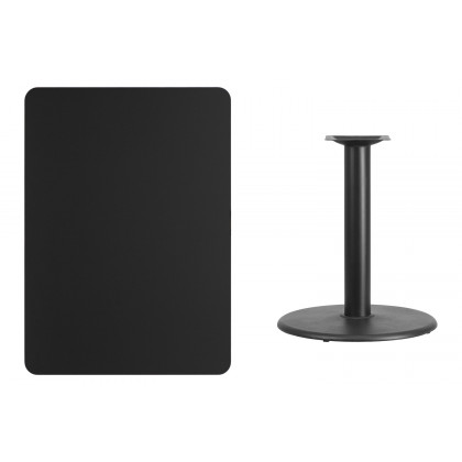 BLNK Rectangular Table with 24'' Round Base - Black, 30"W x 42"L