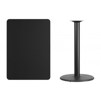 BLNK Rectangular Bar Height Table with 24'' Round Base - Black, 30"W x 42"L