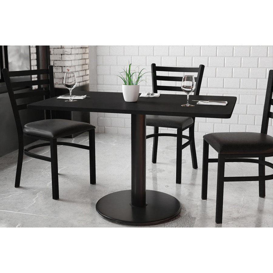 BLNK Rectangular Table with 24'' Round Base - Black, 30"W x 48"L