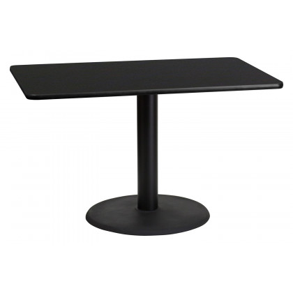 BLNK Rectangular Table with 24'' Round Base - Black, 30"W x 48"L