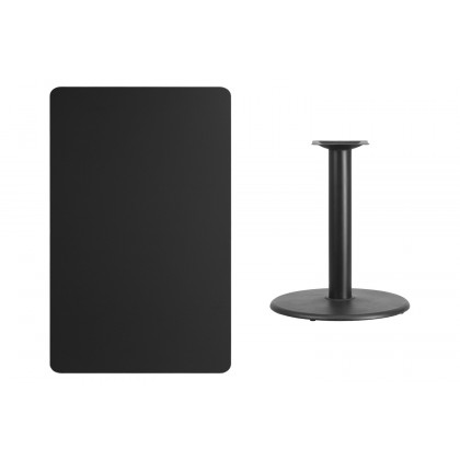BLNK Rectangular Table with 24'' Round Base - Black, 30"W x 48"L