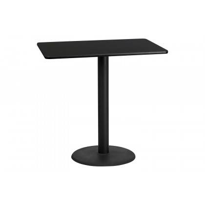BLNK Rectangular Bar Height Table with 24'' Round Base - Black, 30"W x 48"L