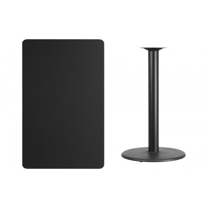 BLNK Rectangular Bar Height Table with 24'' Round Base - Black, 30"W x 48"L