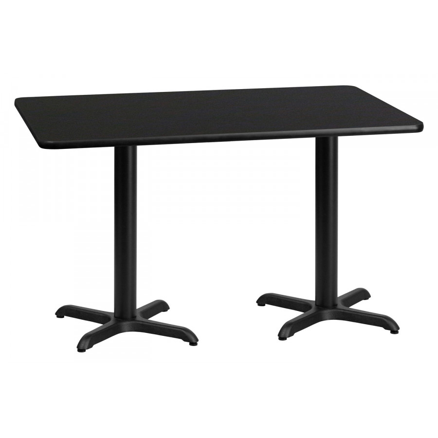 BLNK Rectangular Table with 22'' x 22'' Bases - Black, 30"W x 60"L