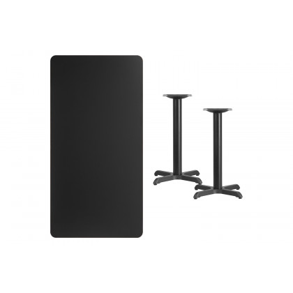 BLNK Rectangular Table with 22'' x 22'' Bases - Black, 30"W x 60"L