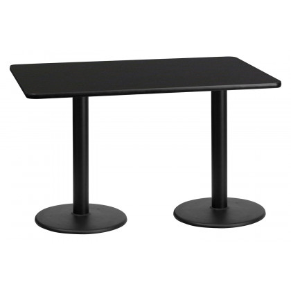BLNK Rectangular Table with 18'' Round Bases - Black, 30"W x 60"L