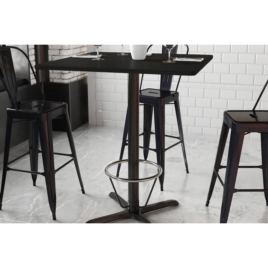 BLNK Square Bar Height Table with 30'' x 30'' Base - Black, 36"W, with Foot Ring