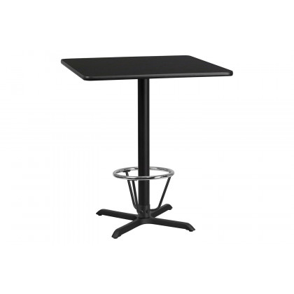 BLNK Square Bar Height Table with 30'' x 30'' Base - Black, 36"W, with Foot Ring