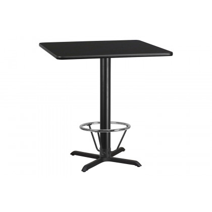 BLNK Square Bar Height Table with 33'' x 33'' Base - Black, 42"W, with Foot Ring