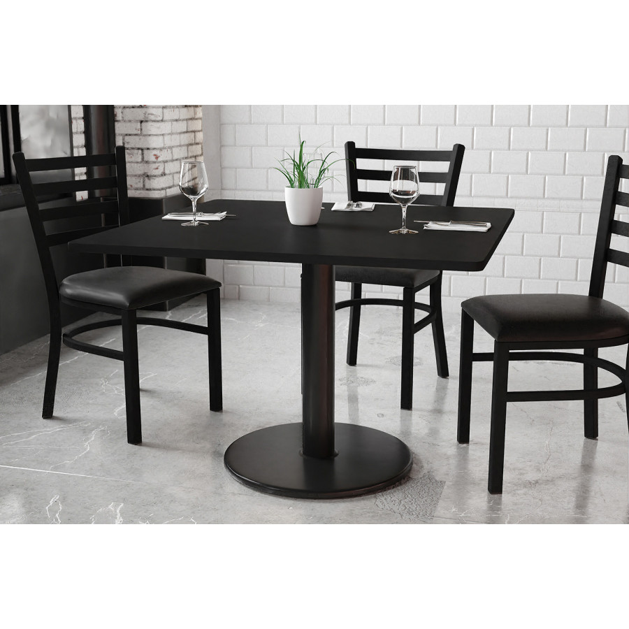 BLNK Square Table with 24'' Round Base - Black, 42"W