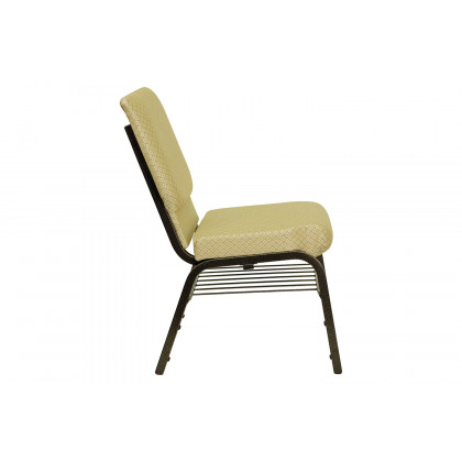 BLNK HERCULES Series Fabric Church Chair with Book Rack and Gold Vein Frame - Beige Patterned