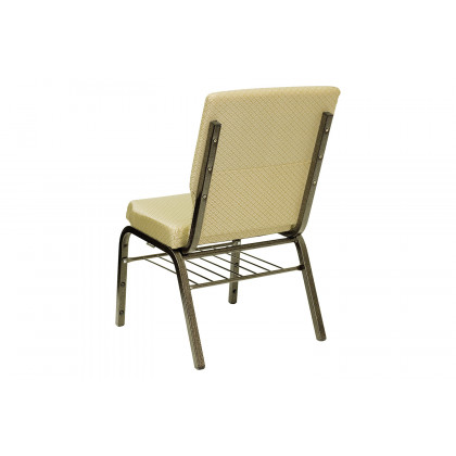 BLNK HERCULES Series Fabric Church Chair with Book Rack and Gold Vein Frame - Beige Patterned