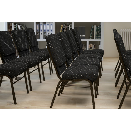 BLNK - HERCULES Series Fabric Church Chair with Book Rack and Gold Vein Frame