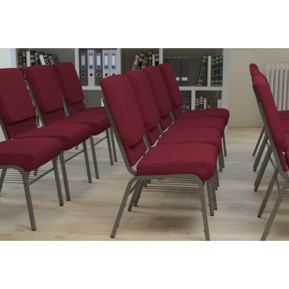 BLNK - HERCULES Series Fabric Church Chair with Book Rack and Silver Vein Frame