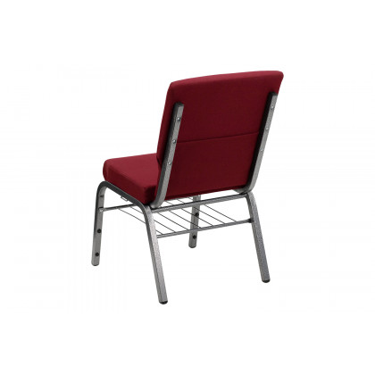 BLNK HERCULES Series Fabric Church Chair with Book Rack and Silver Vein Frame - Burgundy