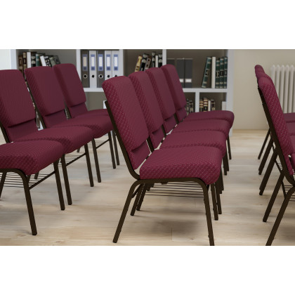 BLNK - HERCULES Series Fabric Church Chair with Book Rack and Gold Vein Frame
