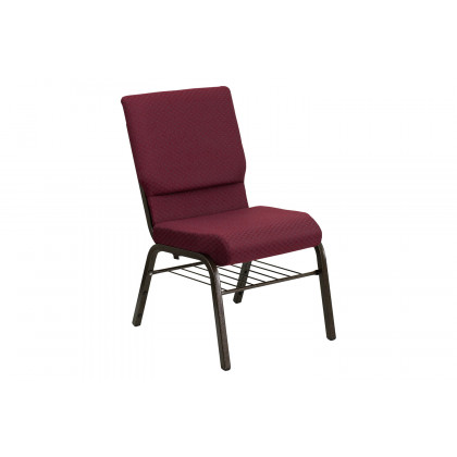 BLNK HERCULES Series Fabric Church Chair with Book Rack and Gold Vein Frame - Burgundy Patterned