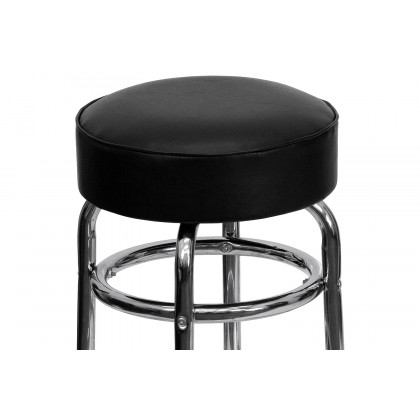 BLNK Bruno Double Ring Chrome Bar Stool - Black