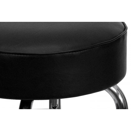 BLNK Bruno Double Ring Chrome Bar Stool - Black