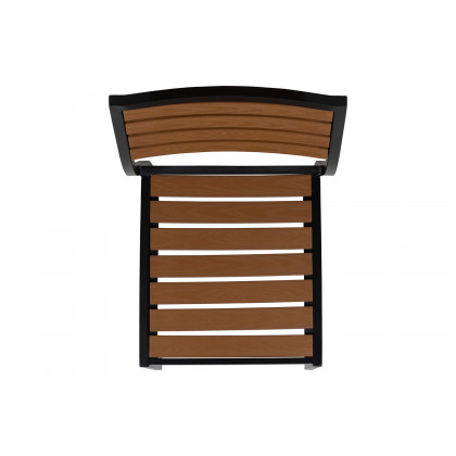 BLNK All-Weather Deck or Patio Set with 4 Stacking Faux Teak Chairs, 30" x 48" Faux Teak Table, Umbrella and Base - Teal