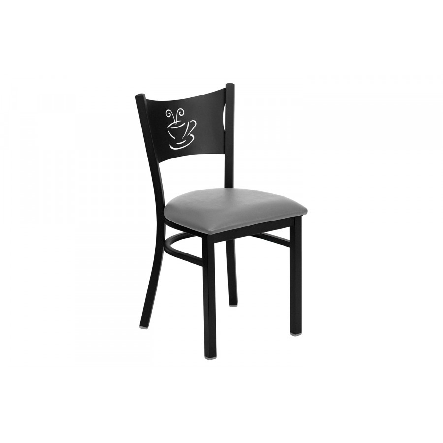 BLNK - HERCULES Series Black Metal Coffee Back Restaurant Chair with Custom Upholstered Seat